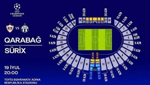 “Qarabağ”-“Sürix” matçının biletləri satışa çıxarılır